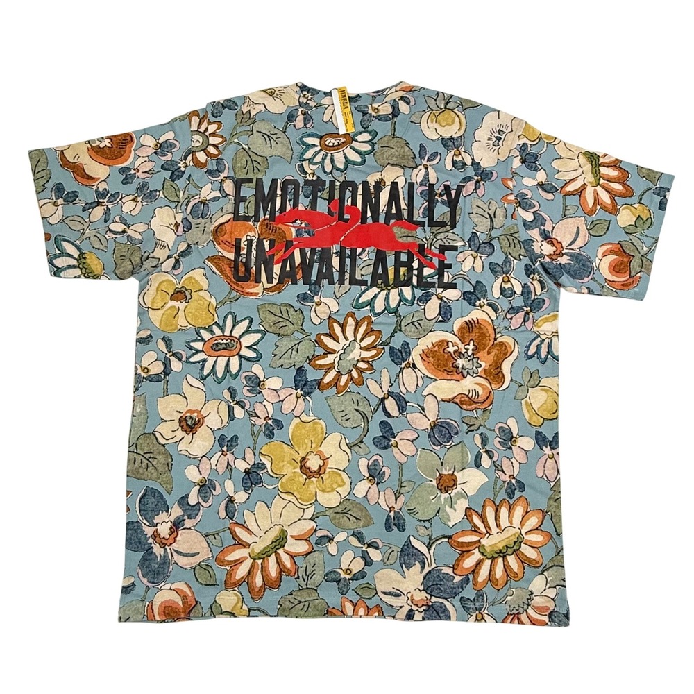 Longchamp x Emotionally Unavailable Floral Graphic T-Shirt XL Blue 60951 LIB 437